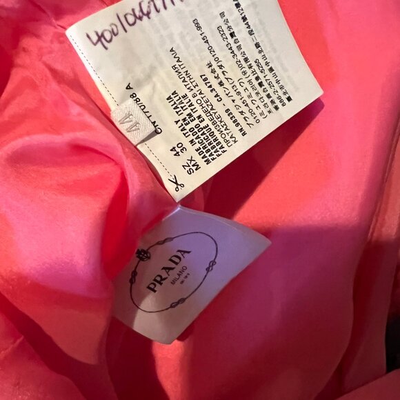 $2700 PRADA TEXTURED DUCHESS A-LINE NEON PINK DRESS SIZE 44 IT / 8 US - Picture 8 of 11